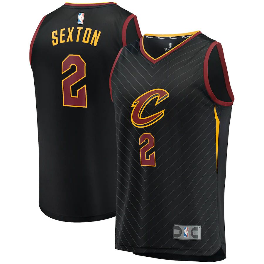 Men Cleveland Cavaliers 2 Collin Sexton Fanatics Branded Black Fast Break Replica Player NBA Jersey